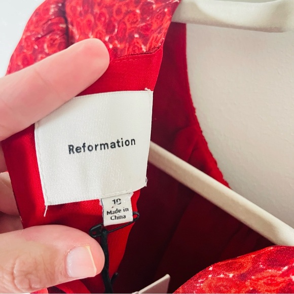 NWT Reformation Lula Mini Dress Red Floral Bohemian Preppy Coastal Party Size 10 - Picture 7 of 11